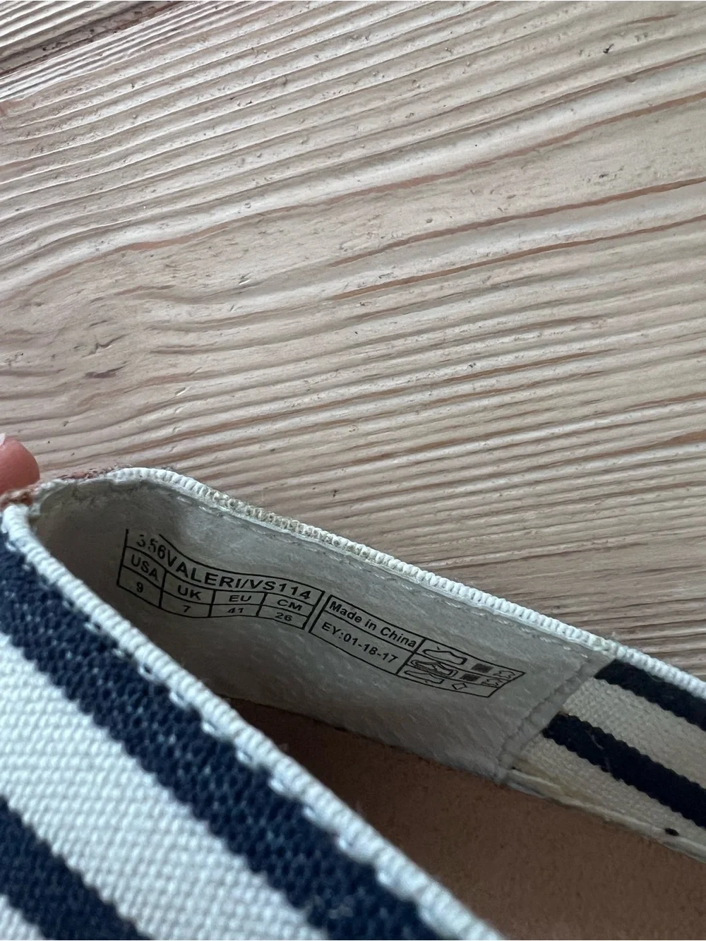 Vionic Valeri Striped Espadrille Flats Navy White Size 9